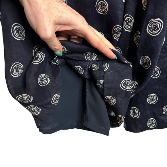 Vintage Platinum Dorothy Schoelen Navy Wide Leg Linen Blend Abstract Pant Size 6 - Picture 11 of 12